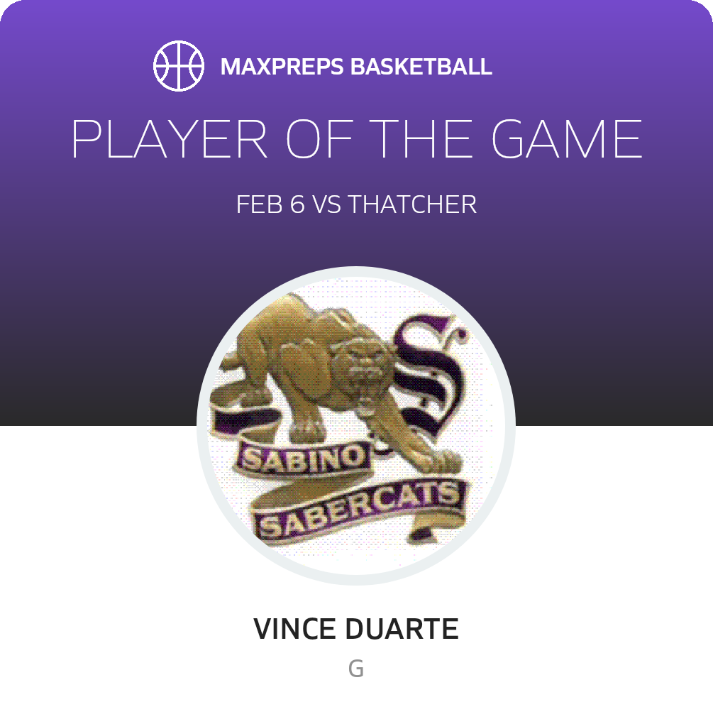 #21 Vince Duarte Player of the Game badge