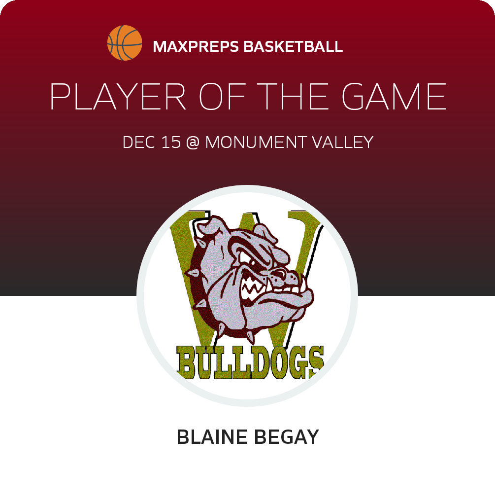 #30 Blaine Begay Player of the Game badge