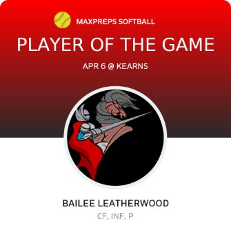 #3 Bailee Leatherwood Player of the Game badge