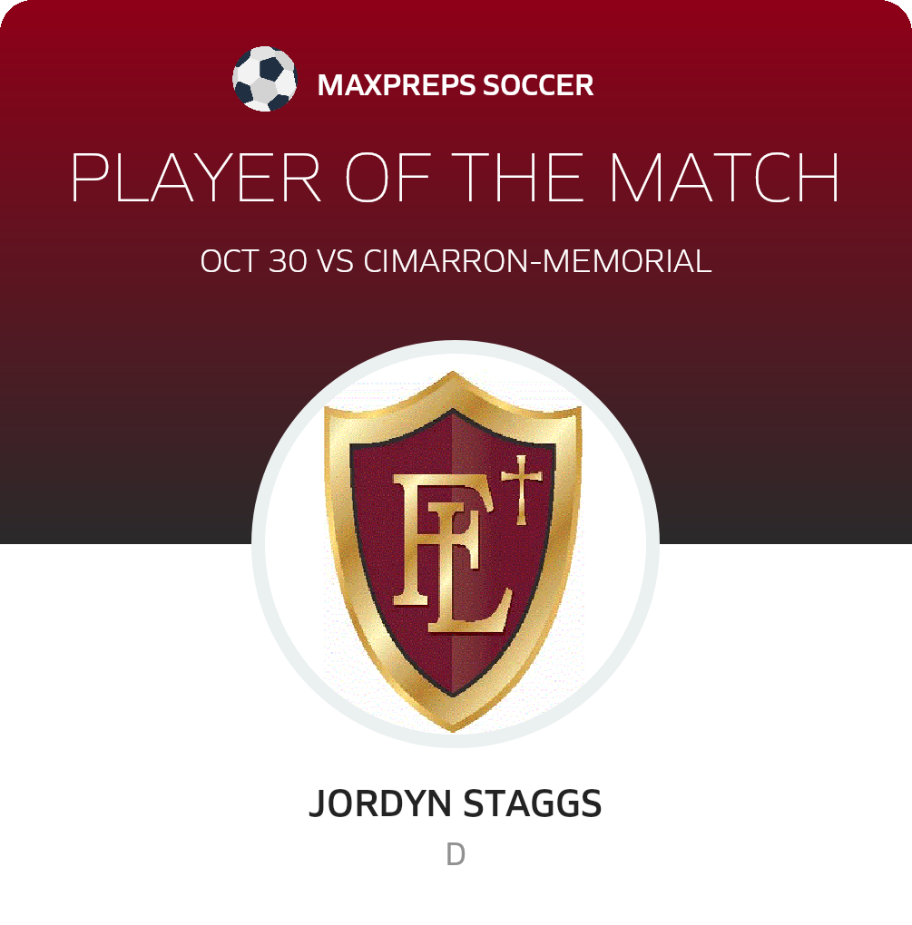 #7 Jordyn Staggs Player of the Game badge