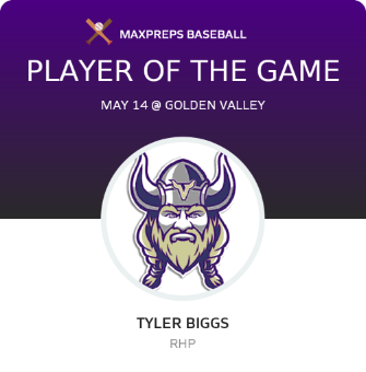 #31 Tyler Biggs Player of the Game badge