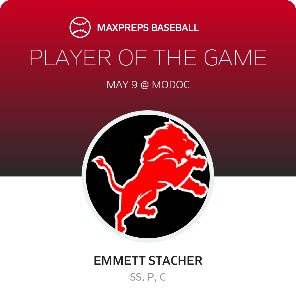 #8 Emmett Stacher Player of the Game badge