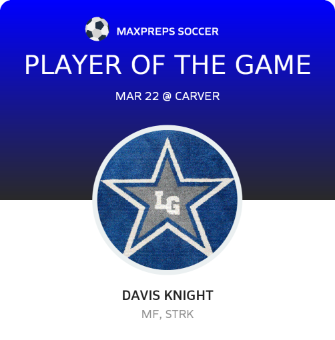 #21 Davis Knight Player of the Game badge