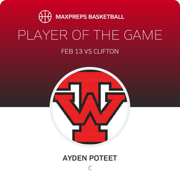 #45 Ayden Poteet Player of the Game badge