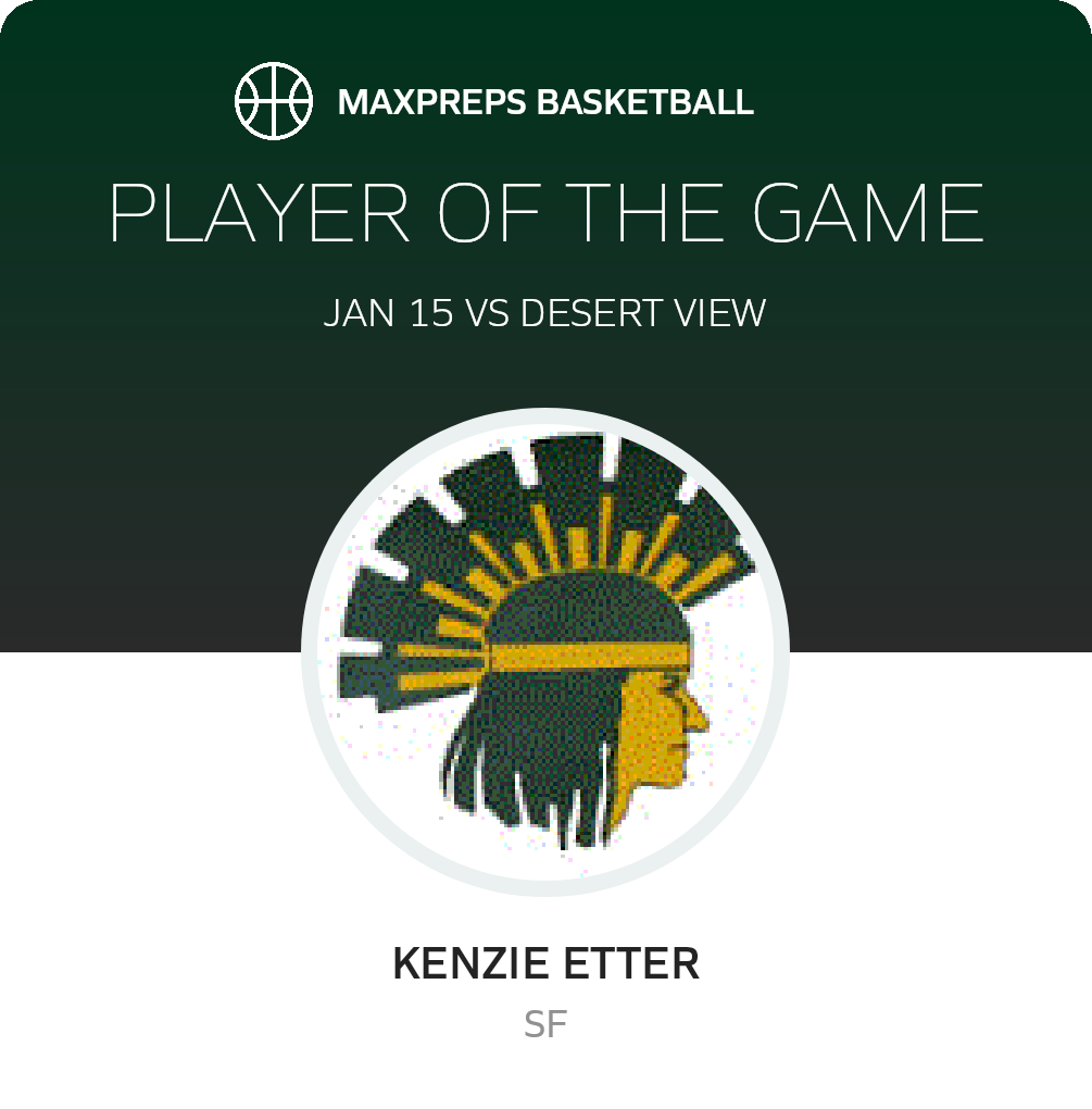 #23 Kenzie Etter Player of the Game badge