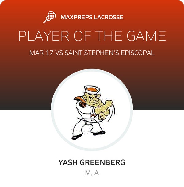 #8 Yash Greenberg Player of the Game badge