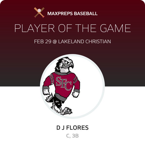 #8 D J Flores Player of the Game badge