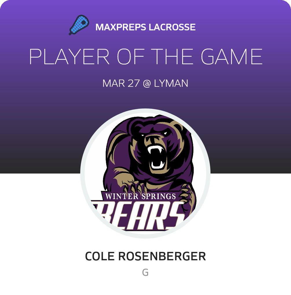 #91 Cole Rosenberger Player of the Game badge
