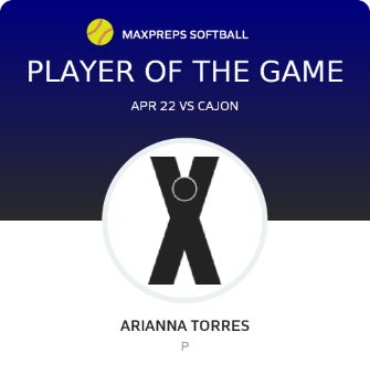 #1 Arianna Torres Player of the Game badge