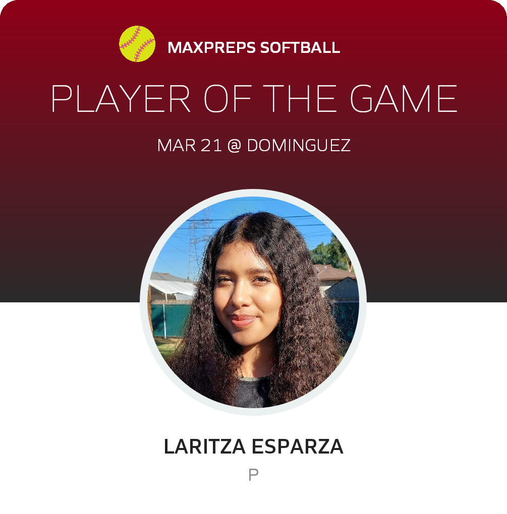 #9 Laritza Esparza Player of the Game badge