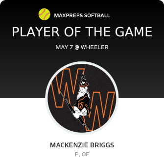 #15 Mackenzie Briggs Player of the Game badge