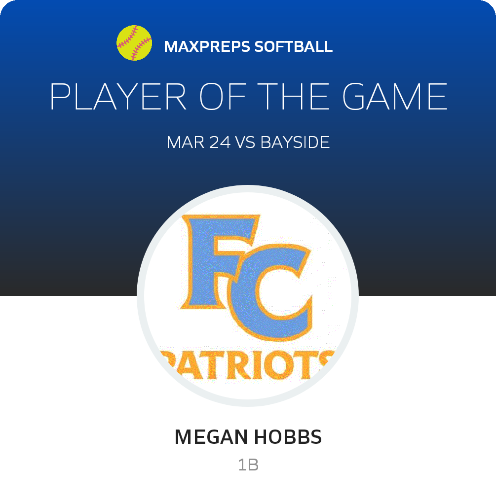 #21 Megan Hobbs Player of the Game badge