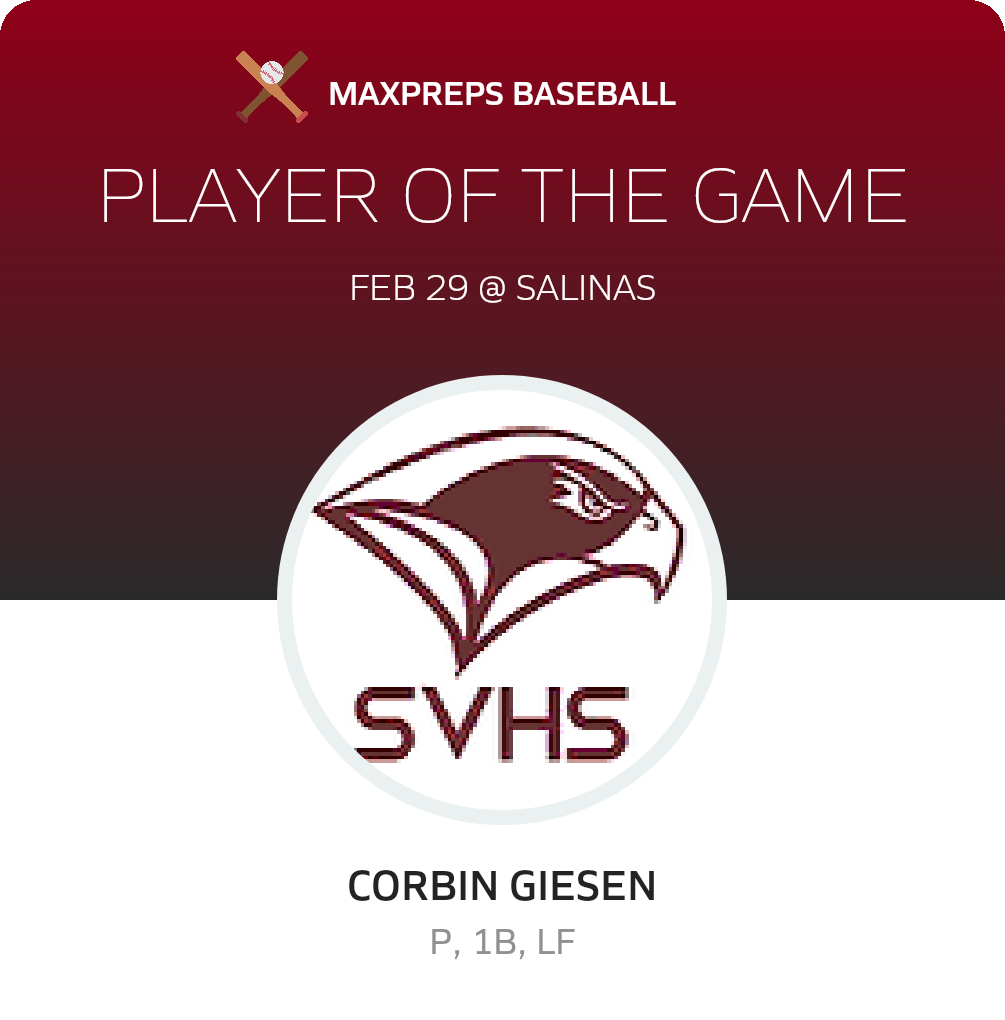 #3 Corbin Giesen Player of the Game badge