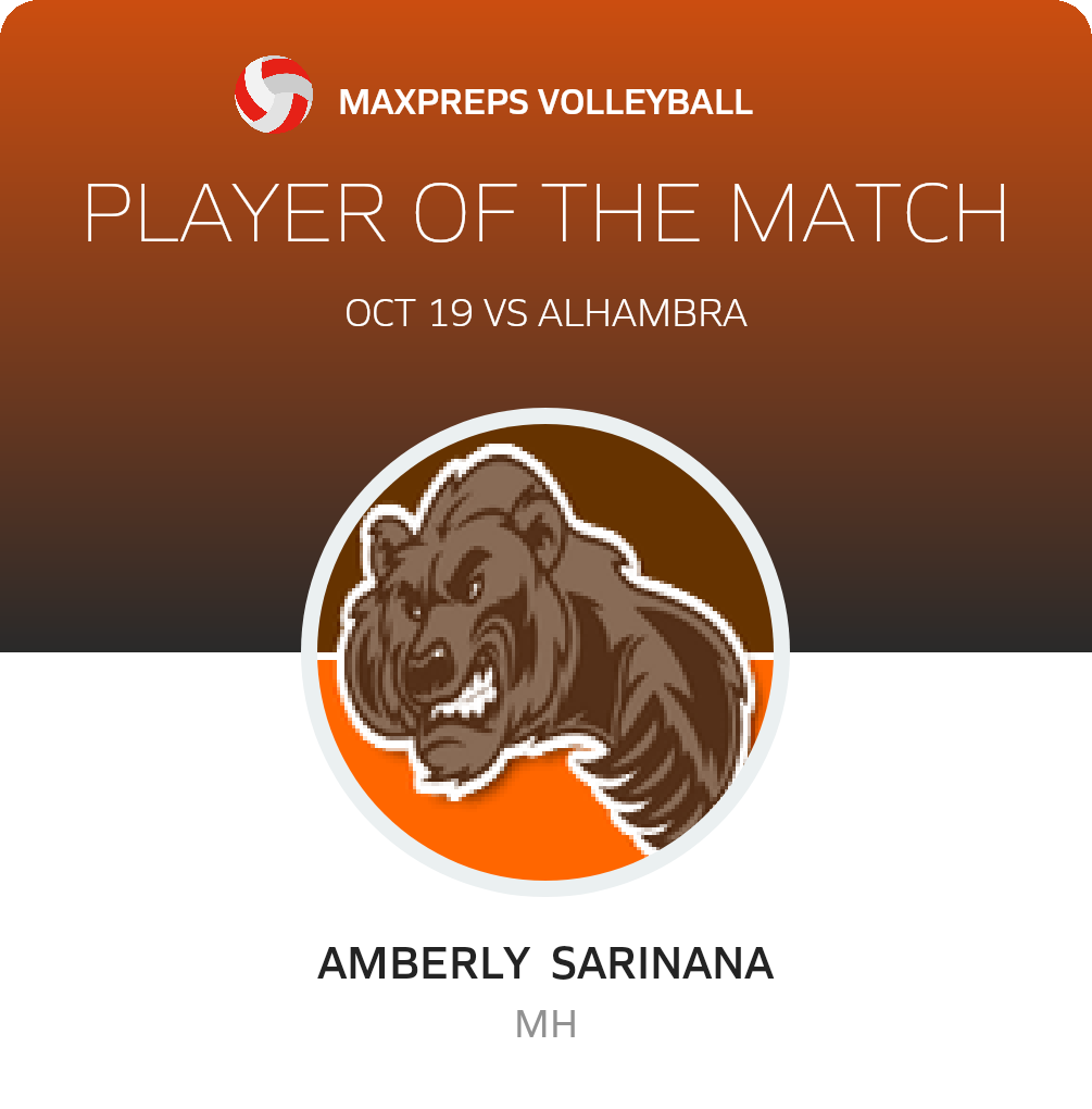 #11 Amberly  Sarinana Player of the Game badge