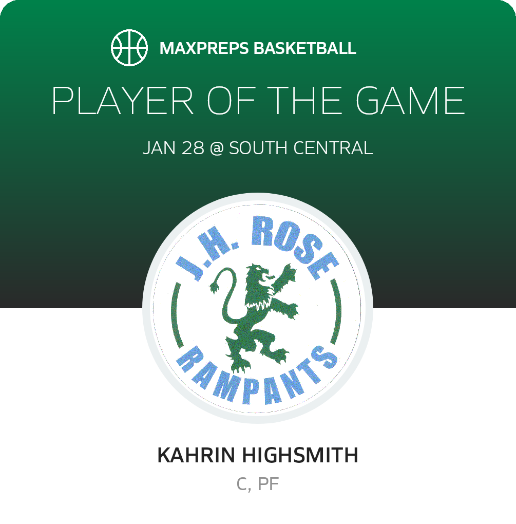 #22 Kahrin Highsmith Player of the Game badge