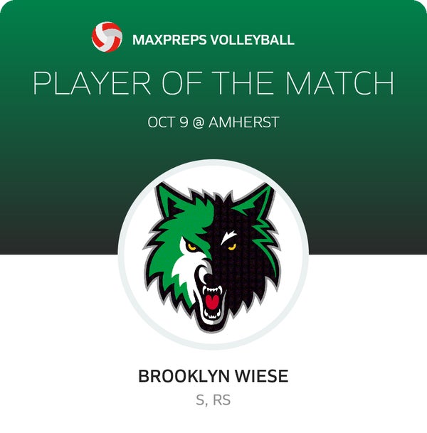 #9 Brooklyn Wiese Player of the Game badge