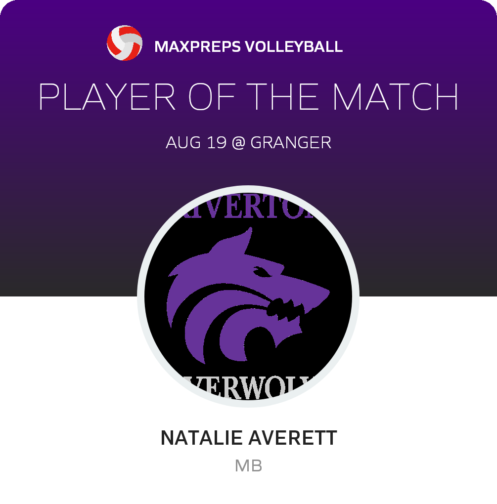 #8 Natalie Averett Player of the Game badge