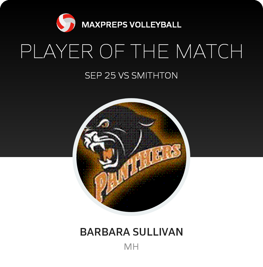 #30 Barbara Sullivan Player of the Game badge