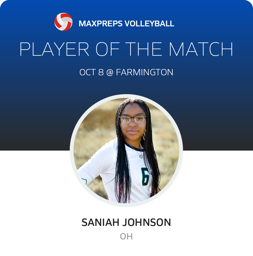 #6 Saniah Johnson Player of the Game badge