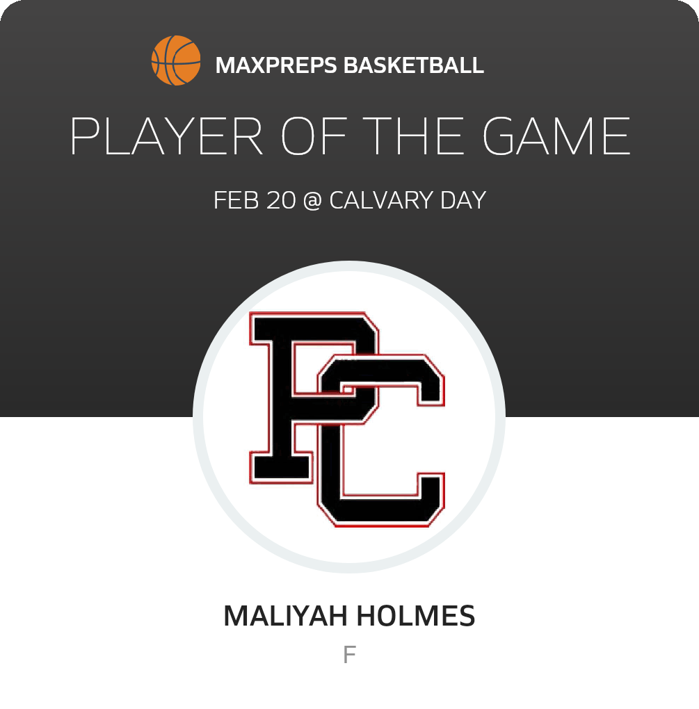 #54 Maliyah Holmes Player of the Game badge