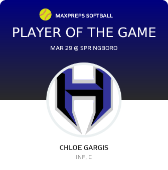 #12 Chloe Gargis Player of the Game badge