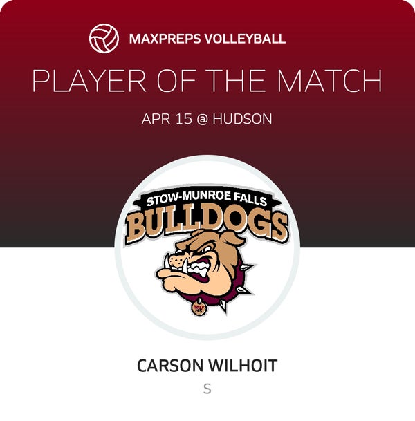 #29 Carson Wilhoit Player of the Game badge