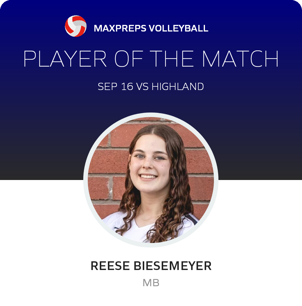 #17 Reese Biesemeyer Player of the Game badge