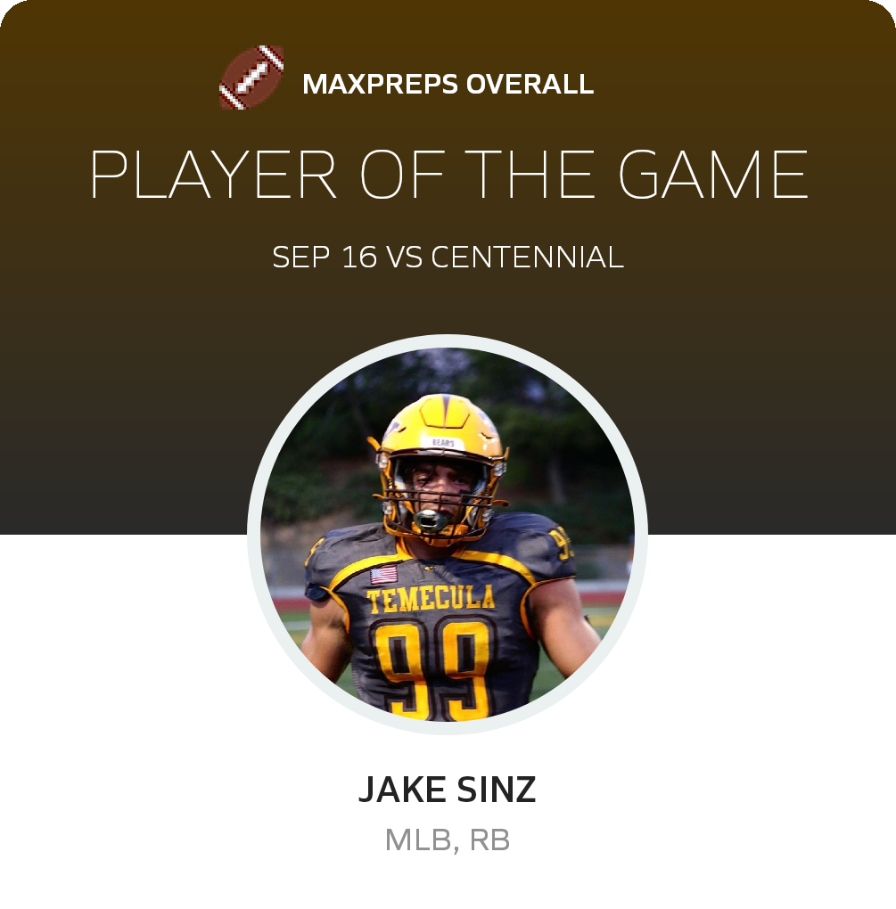 #99 Jake Sinz Player of the Game badge