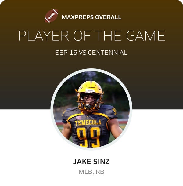 #99 Jake Sinz Player of the Game badge
