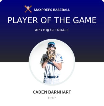 #13 CADEN BARNHART Player of the Game badge