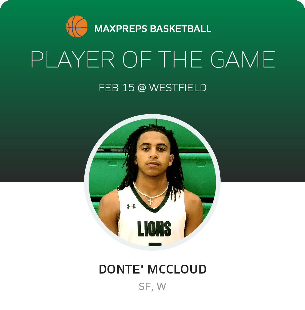 #5 Donte' Mccloud Player of the Game badge