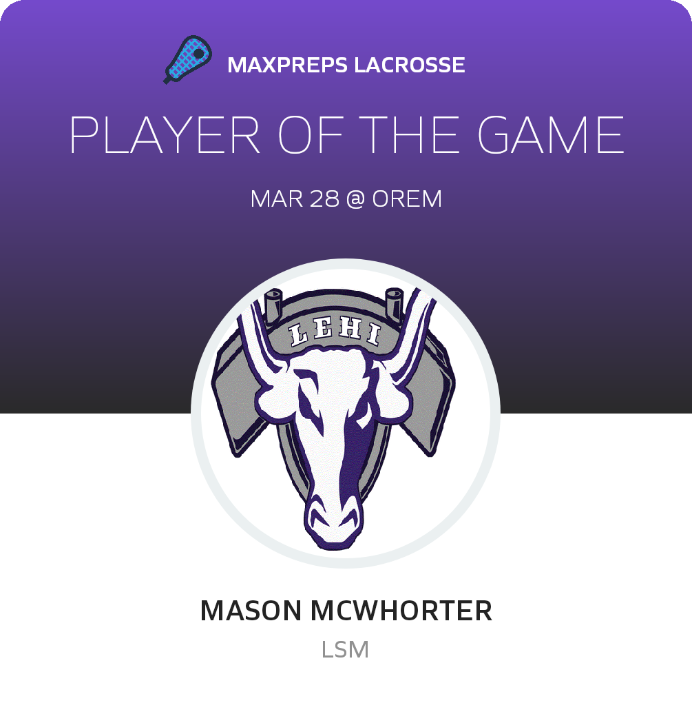 #25 Mason Mcwhorter Player of the Game badge