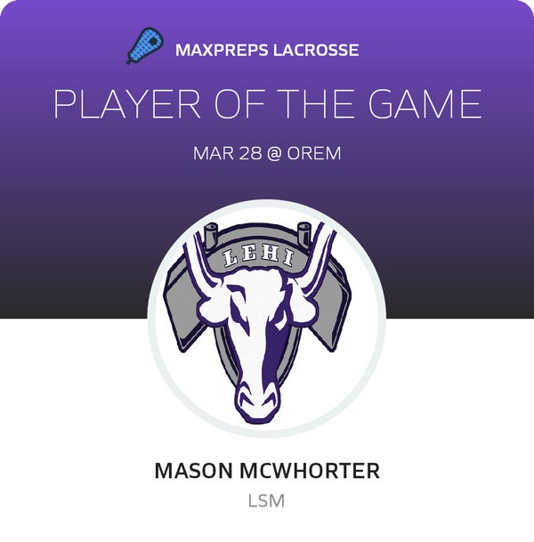 #25 Mason Mcwhorter Player of the Game badge
