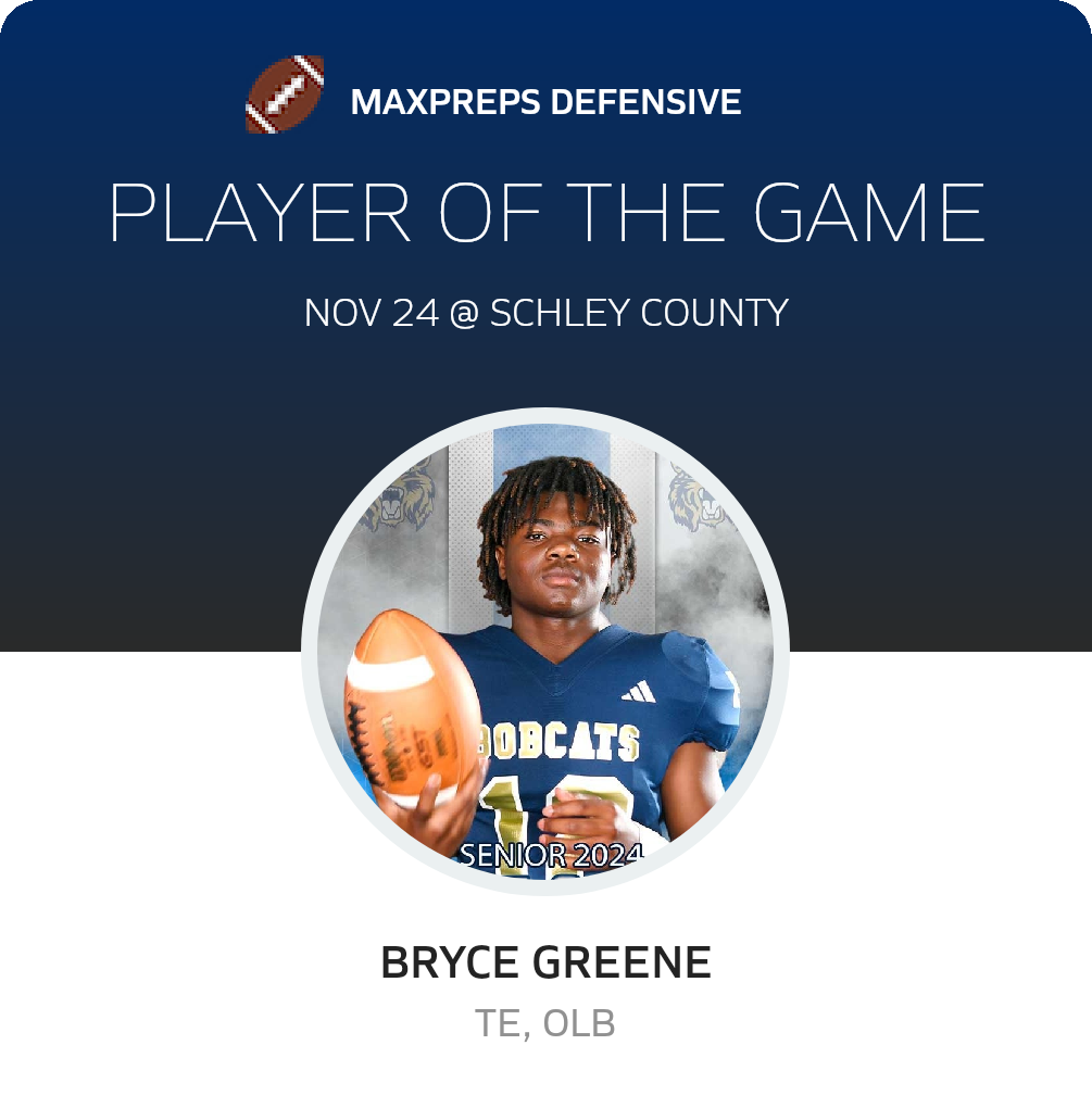 #12 Bryce Greene Player of the Game badge