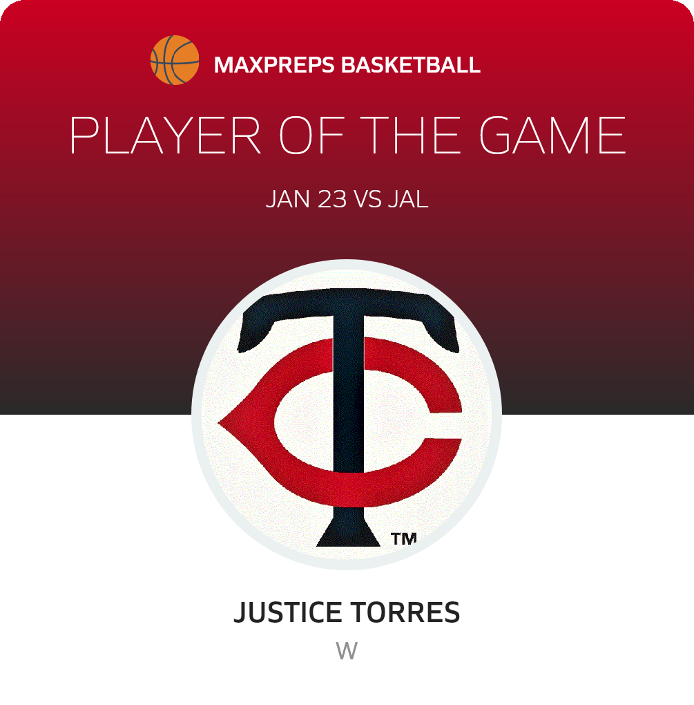 #21 Justice Torres Player of the Game badge