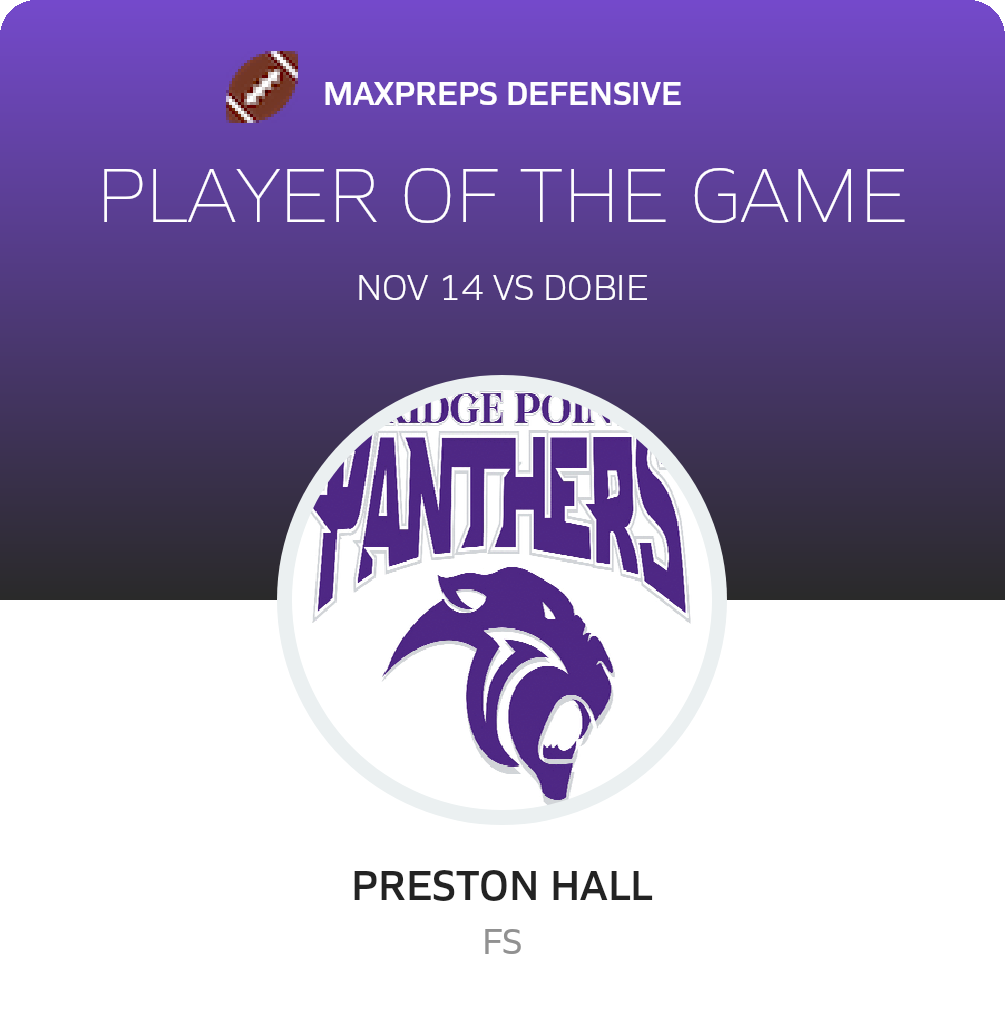 #42 Preston Hall Player of the Game badge