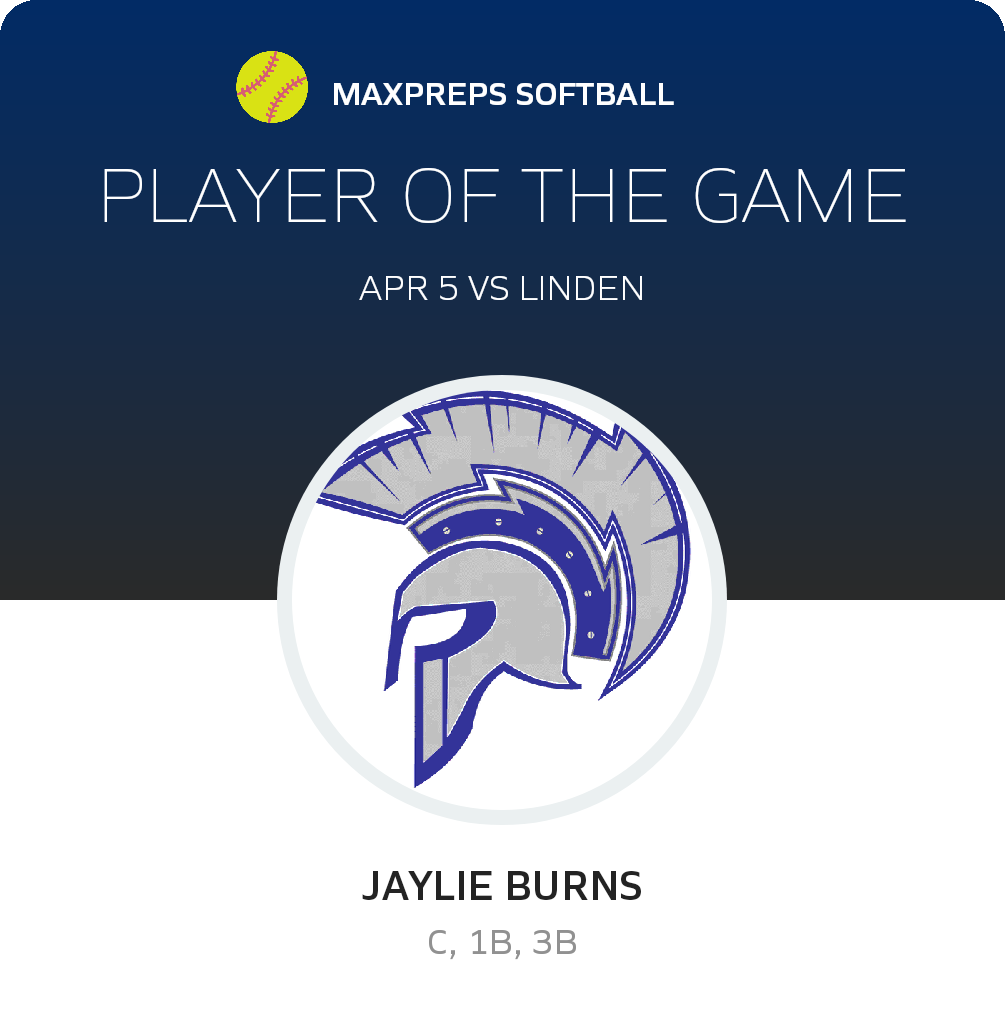#10 Jaylie Burns Player of the Game badge