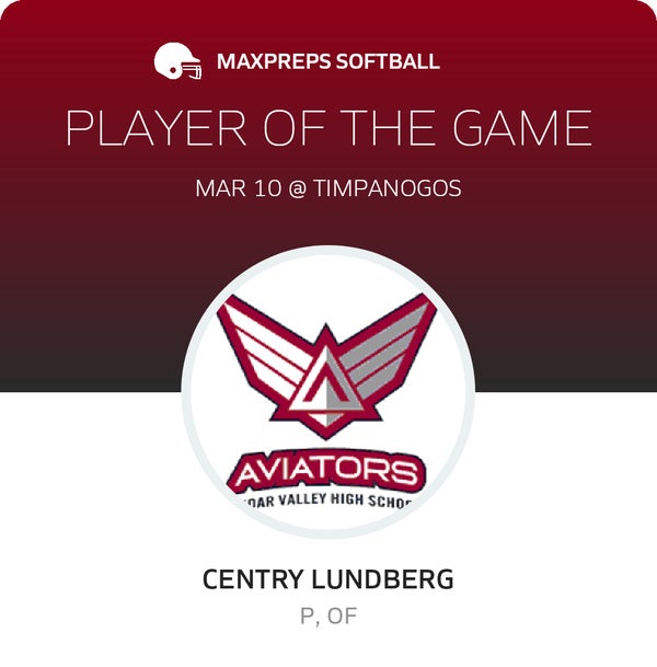 #13 Centry Lundberg Player of the Game badge