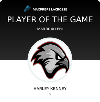 #29 Harley Kenney Player of the Game badge