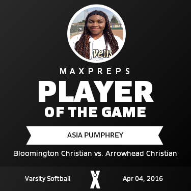 #1 Asia Pumphrey Player of the Game badge