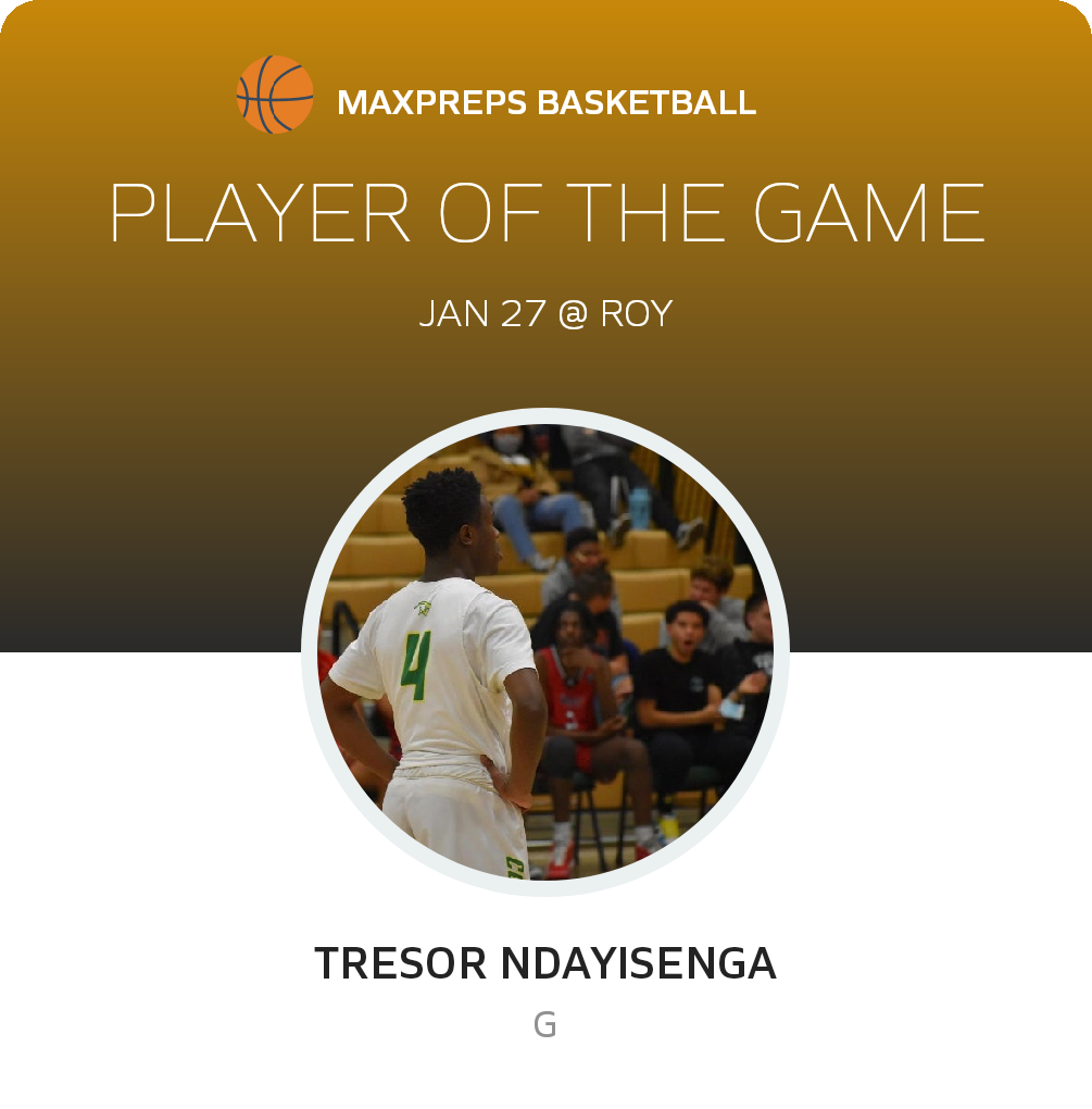 #4 Tresor Ndayisenga Player of the Game badge