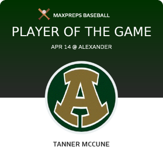 #32 Tanner McCune Player of the Game badge
