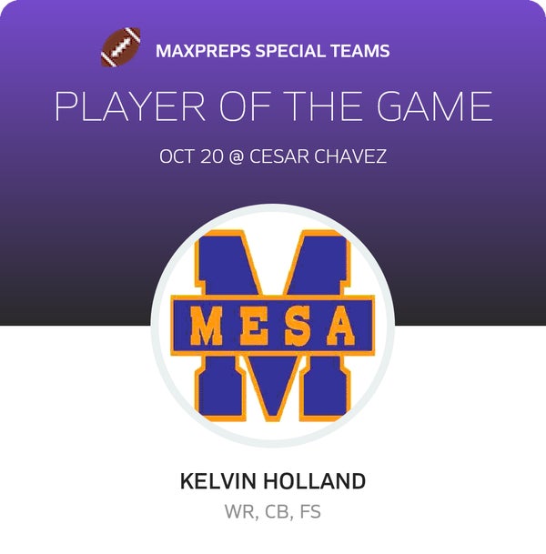 #14 Kelvin Holland Player of the Game badge