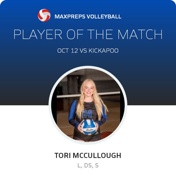 #24 Tori A mccullough Player of the Game badge