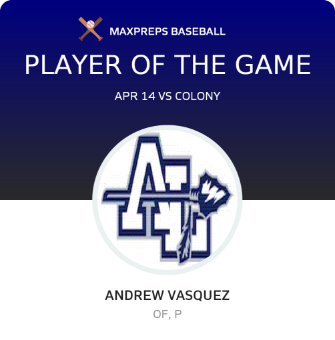 #25 Andrew Vasquez Player of the Game badge
