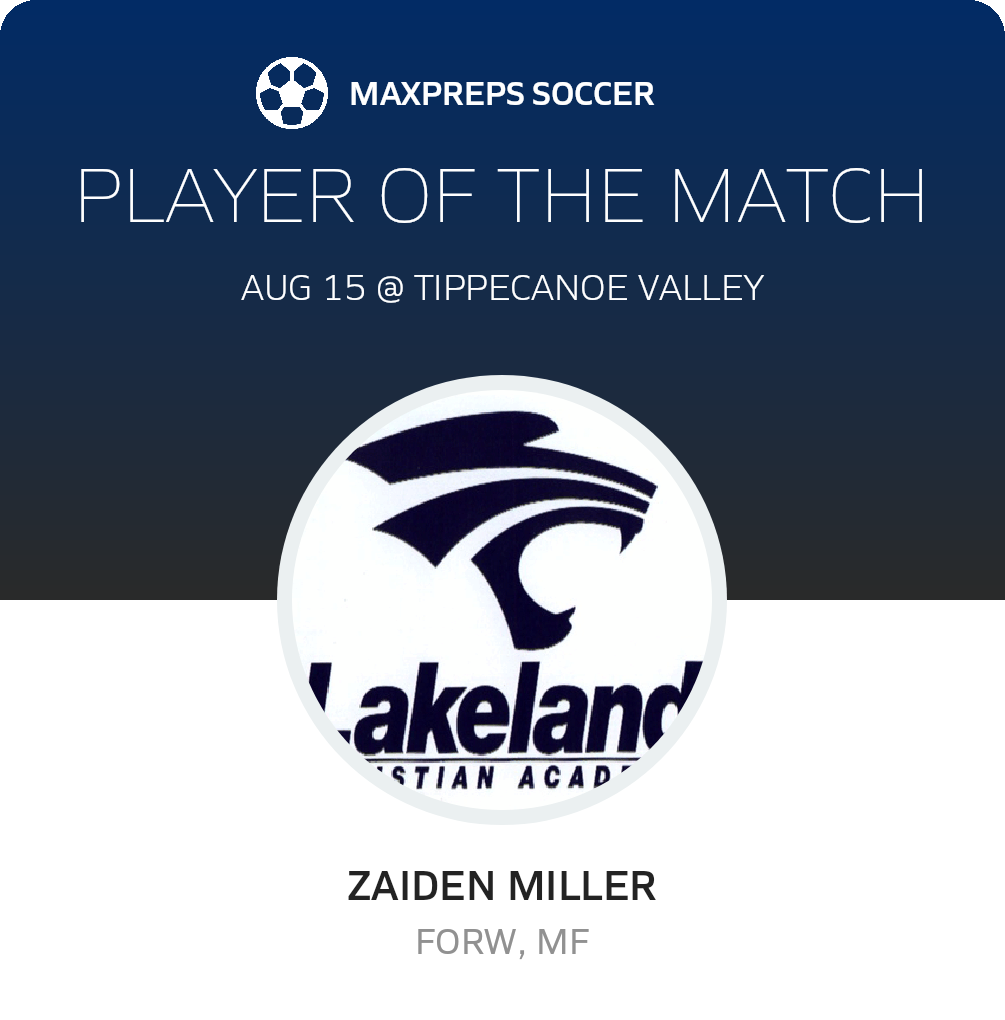 #11 Zaiden Miller Player of the Game badge