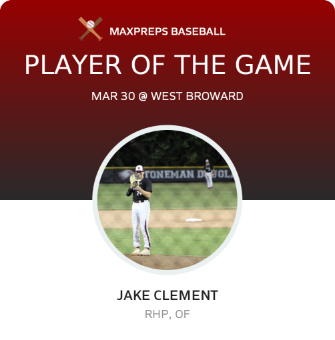 #24 Jake Clement Player of the Game badge