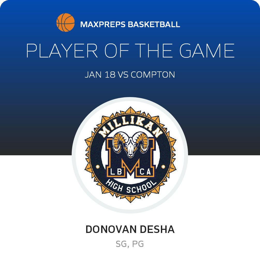 #10 Donovan Desha Player of the Game badge