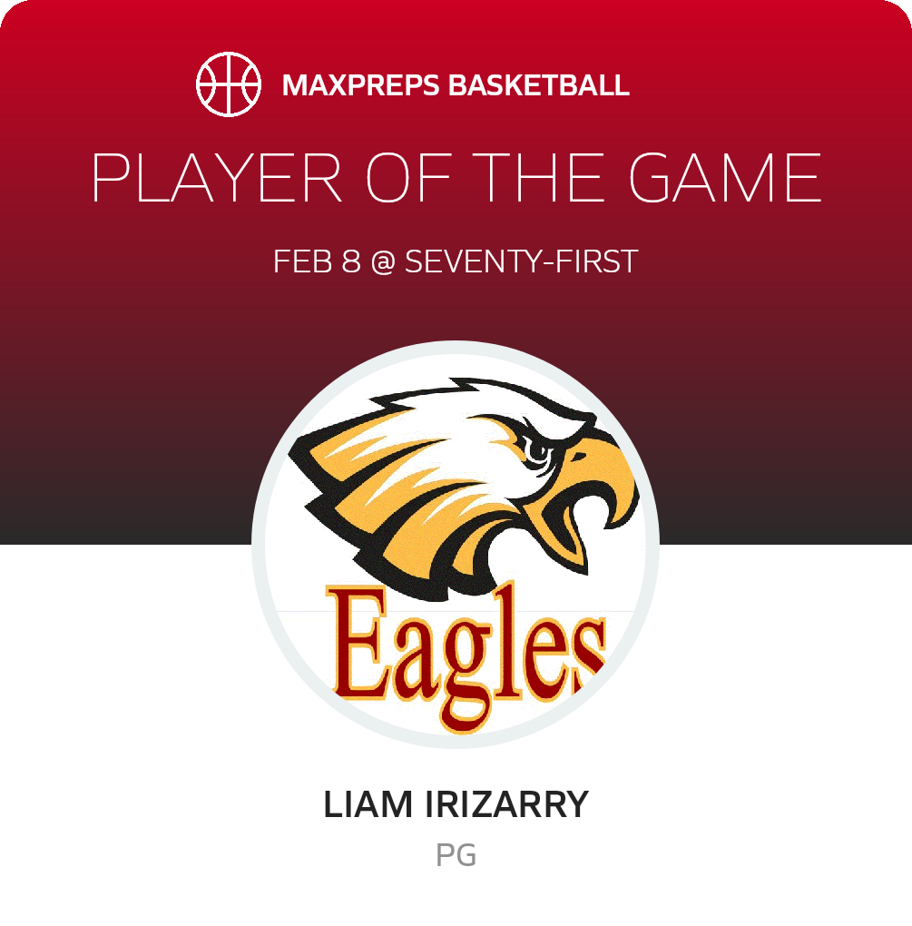 #3 Liam Irizarry Player of the Game badge