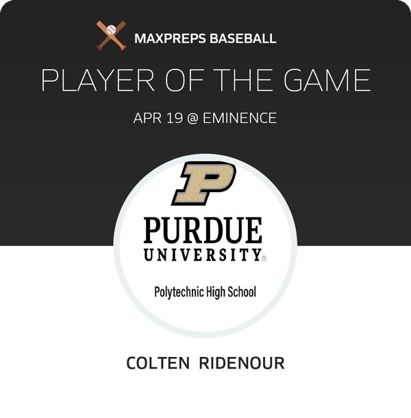 Colten Ridenour Player of the Game badge